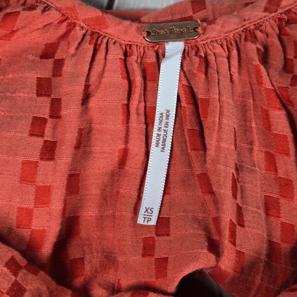 Free People Elisa Tunic Tank Top XS Coral‎ Orange Lace Trim Halter Sleeveless